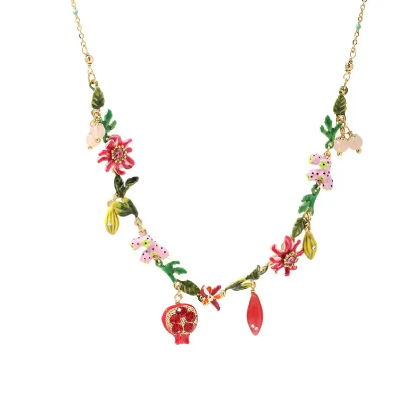 CSxjd дизайнер Небесный сад Гранатовый Цветок двойной слой большое ожерелье женские ювелирные изделия - Окраска металла: necklaces D