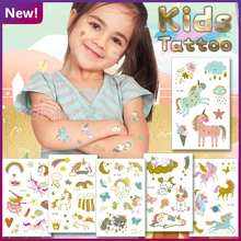 Glitter Tattoo Kids Space 6 Month Temporary Tatoo 2021 Body Art Rainbow Unicorn Pony Butterfly Tatu Face Hand Girl Child Tato