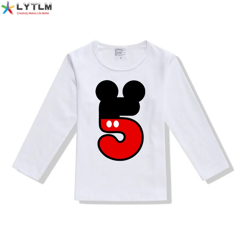 LYTLM 5th Birthday Girl Baby Girls Tops Long Sleeve Anniversaire Enfant Happy Birthday T-shirt 5 6 8 Years Old Child T Shirt 3D