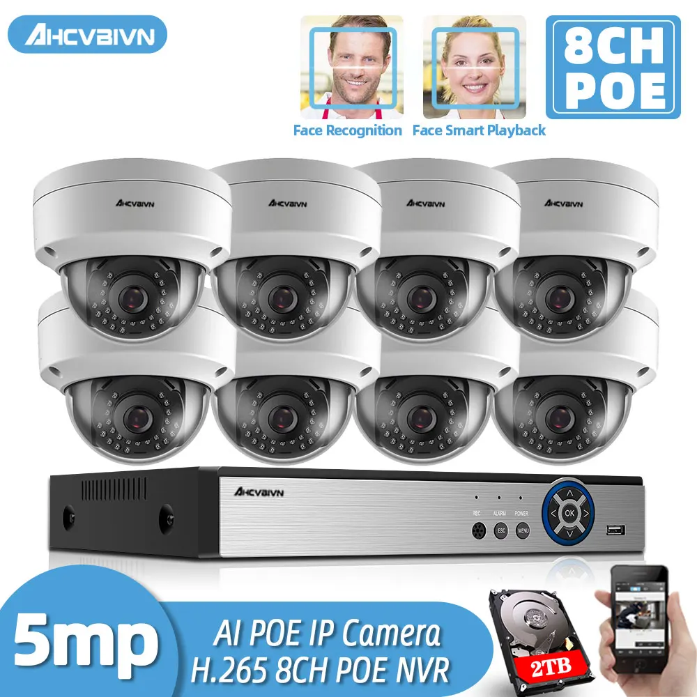 

Human Face Record H.265+ 8CH POE NVR Kit 5MP POE Outdoor Camera CCTV Camera System Home Security Video Surveillance Set
