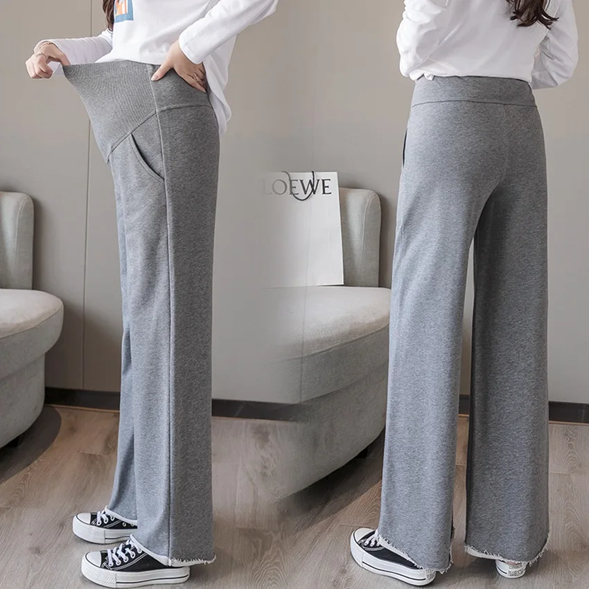 2022 maternity pants spring and autumn wear loose wide leg pants cotton leggings trousers nine points 6