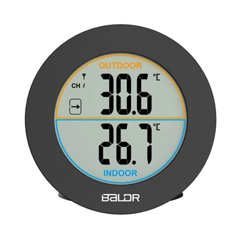 

Botique-Baldr Round Shape Thermometer Wireless Table Indoor Outdoor LCD Display Weather Station Digital Wall Temperature Meter S