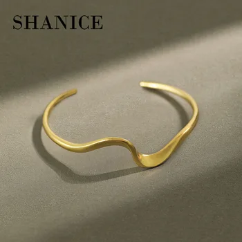 

SHANICE 925 Sterling Silver Wave Bracelet Wave Bangle Wire Wrap Boho Beach Sea Surfer Wave Island Bracelet For Women Girls