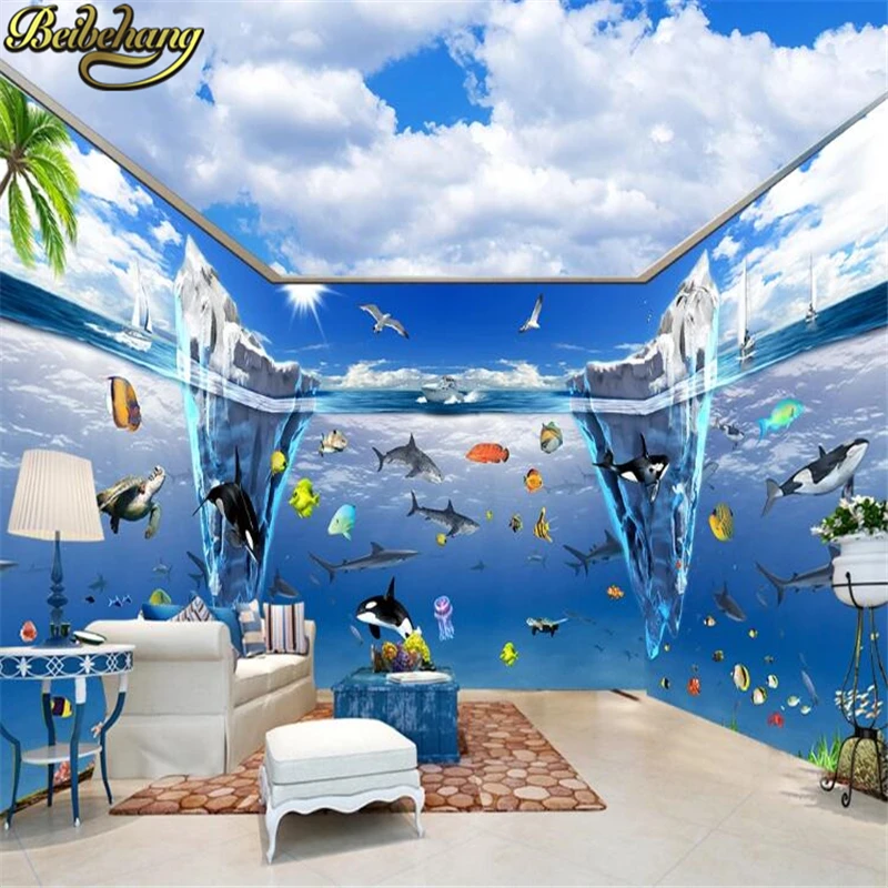 Wall Wallpaper Customized frescoes sea turtles shark whole room Background Modern Mural for Living Room Painting Home Decor
