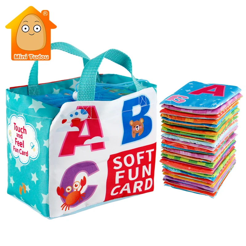 Mais novo flashcards aprendizagem língua bebê livro brinquedo 26 pçs macio alfabeto cartões com saco de pano bebês inglês livros de leitura