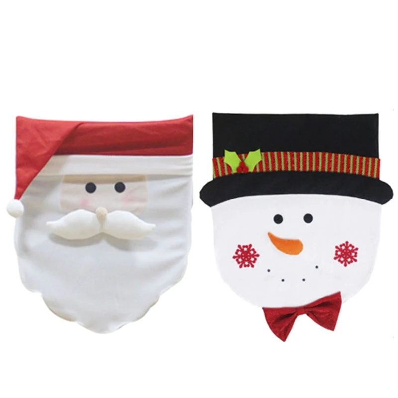 New-2Pcs рождественские Чехлы для стула шапка Санта-Клауса рождественские покрытия для стула украшения обеденного стола для домашнего стула задняя крышка стула