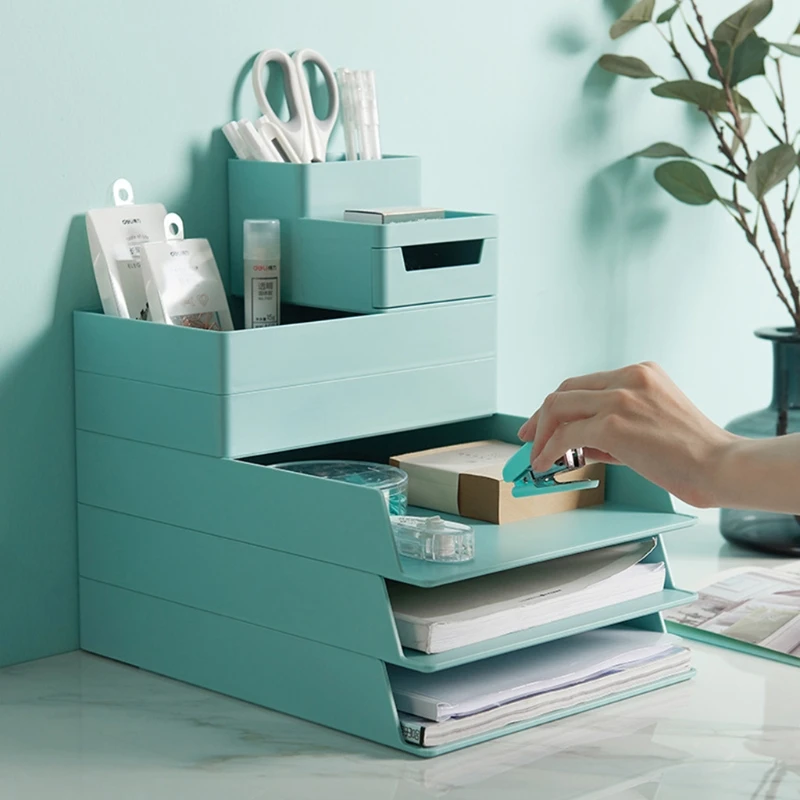 A4 Paper Organizer Document Plastic Case Table Desk Storage Superposition Holder Waterproof Moisture-resistant and Durable storage box desk mail organizer pen holder organizer