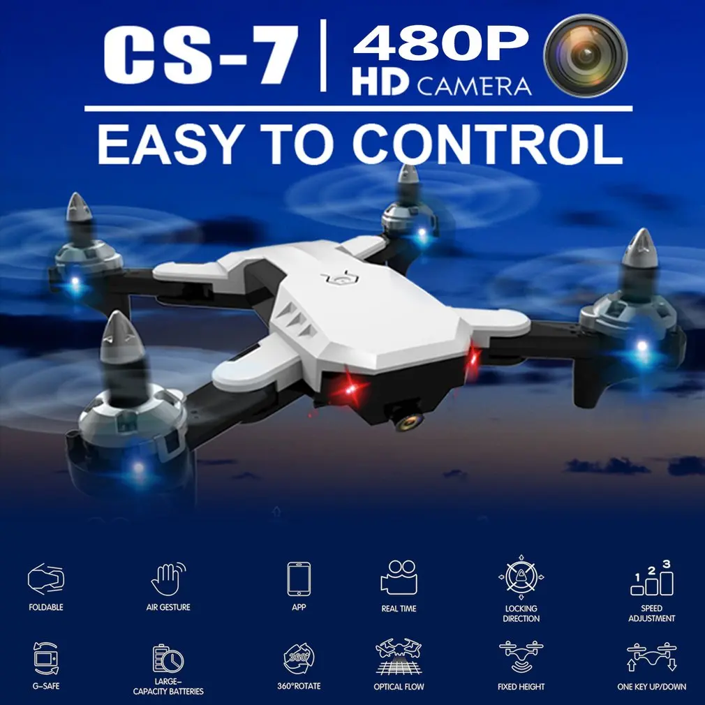 CS-7 складной Квадрокоптер с 4 канала 6-Axis Gyro Бла(беспилотный летательный аппарат 480P 720P 1080 Камера Скорость Регулируемый «Безголовый» режим ощущающий силу тяжести - Цвет: 480P White