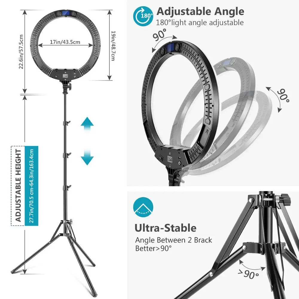 Neewer 19-inch Rgb Led Ring Light With Stand, 60w Dimmable Bi-color  3200k-5600k Cri 95+ With Special Scenes Effect For Selfie - Photographic  Lighting - AliExpress