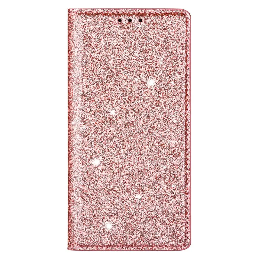 Роскошный Магнитный флип-чехол-бумажник для iPhone 11 Pro Xs Max Xr X 5 5S SE 6 6S 7 8 Plus кожаный блестящий чехол-подставка - Цвет: ROSE GOLD