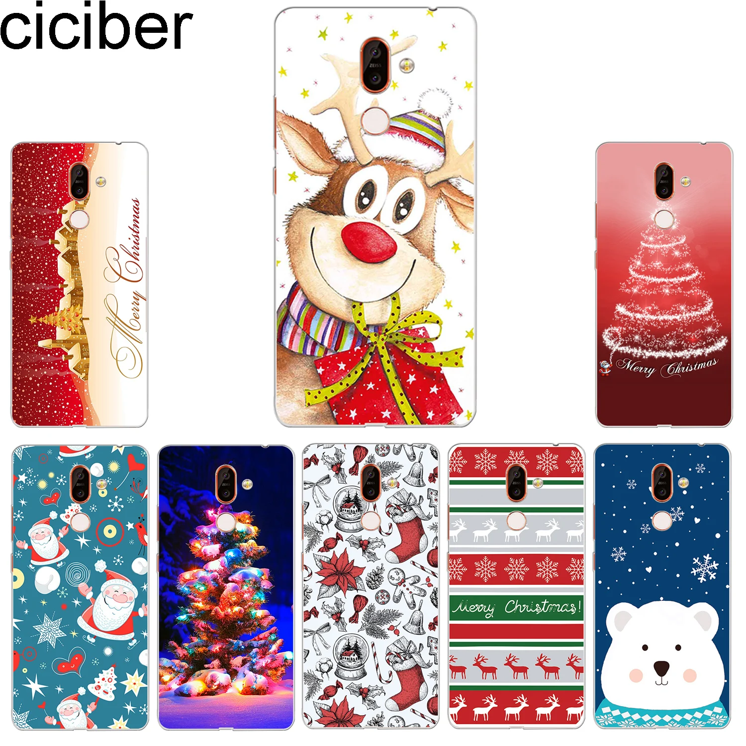 

ciciber Phone Case for Nokia 9 PureView 1 2 3 5 6 7 8 Sirocco Soft Cover Merry Christmas for Nokia 2.1 3.1 5.1 6.1 7.1 8.1 Plus
