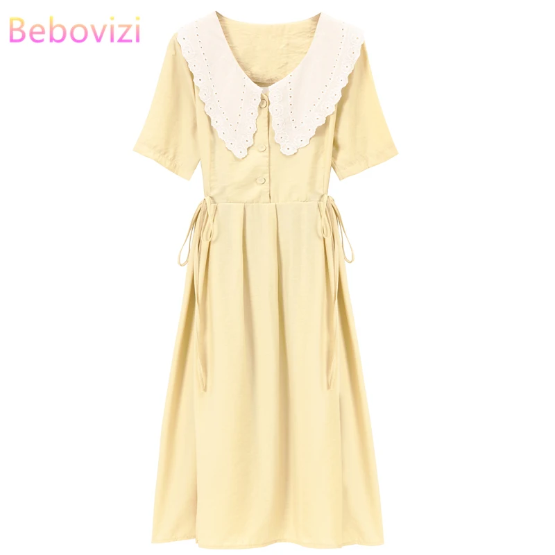 Высококачественное однотонное модное платье средней длины в Корейском стиле с