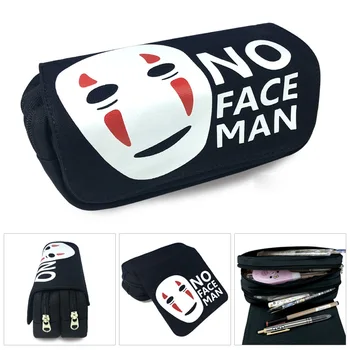 

Large Capacity Spirited Away No Face Man Pencil case Double zipper Canvas pencil box pen bag office school supplies