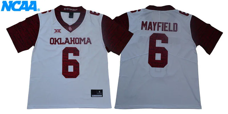 New Arrival High Quality NCAA Sooners Mayfield#6 College tees Limited Jerseys S-XXXL - Цвет: 3