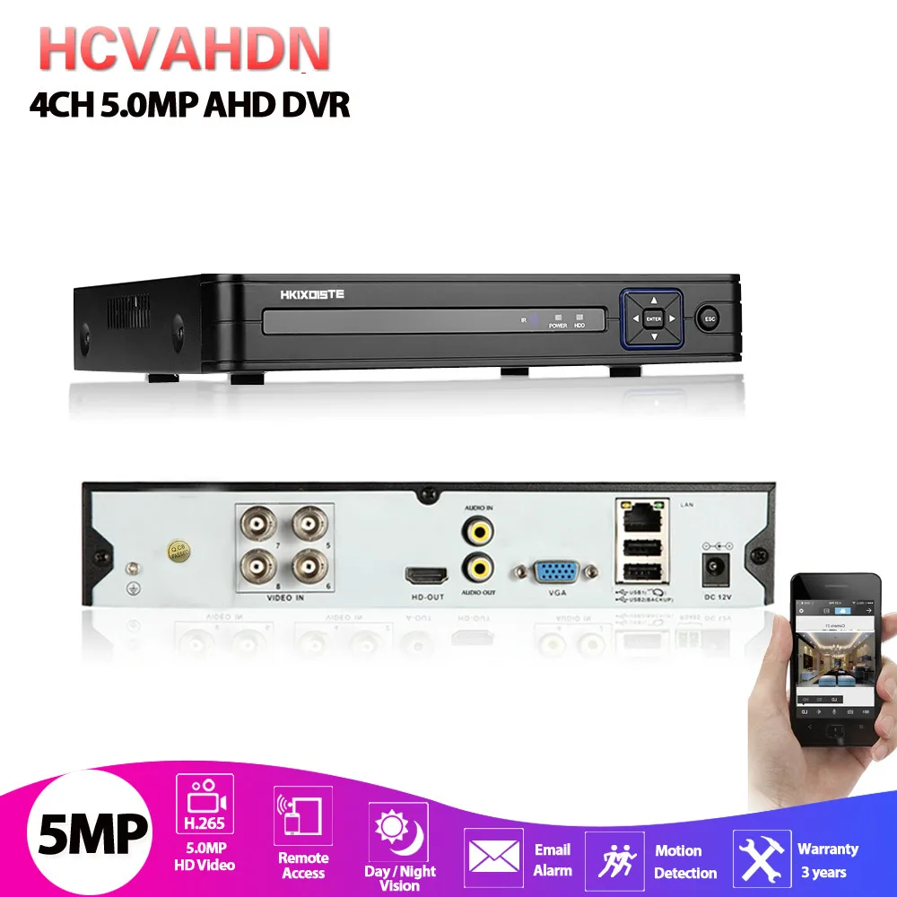 

AHD DVR 4 Channel 8 Channel H.265 5MP 4MP Hybrid Video Recorder CCTV AHD CVI TVI Analog IP Security 1080P DVR NVR 4CH 8CH
