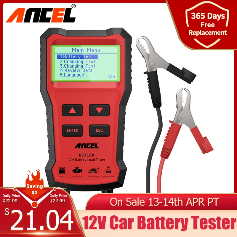Charger-Analyzer Car-Battery-Tester Load-Tools Charging-Cricut 2000CCA Voltage Ancel Bst100