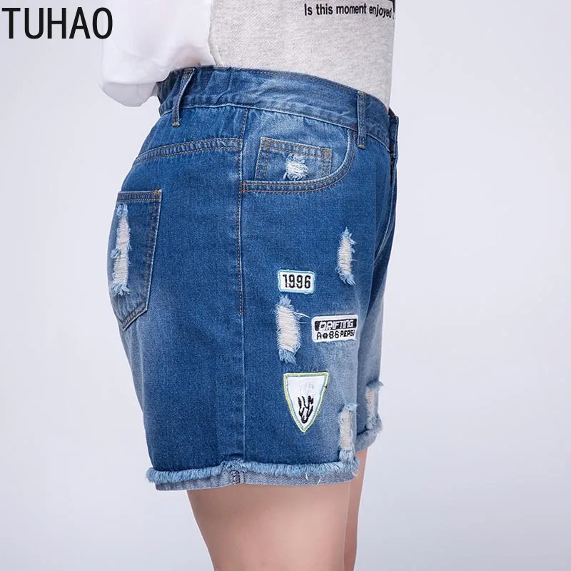 TUHAO, корейский стиль, повседневные шорты, рваные, размера плюс, 7XL, 6XL, 5XL, высокая талия, с дырками, джинсовые шорты для женщин, летние, женские джинсы, LZ26