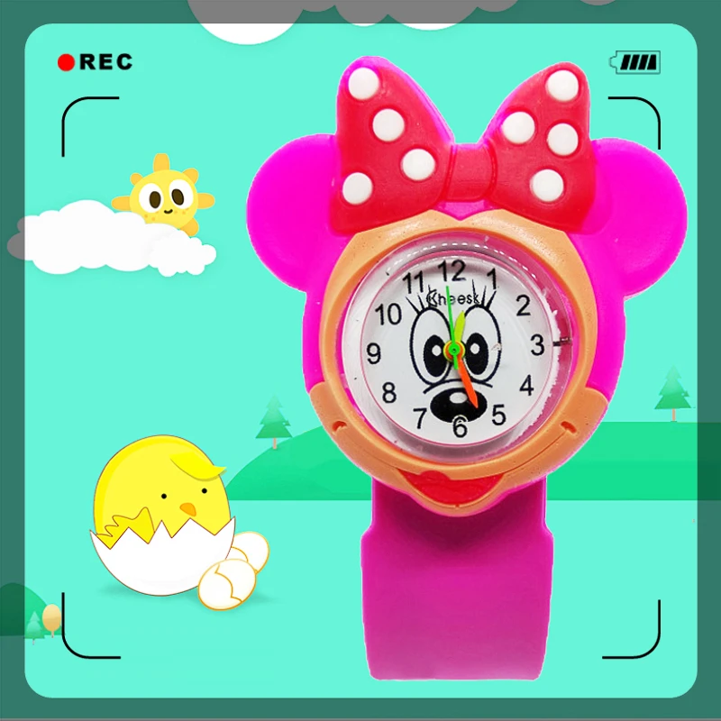 Новые милые 3D часы «Микки» с героями мультфильмов, Детские Популярные кварцевые наручные часы с изображением Минни Маус