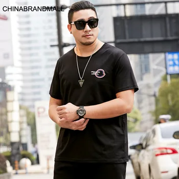 

Men Plus Fat Plus Size Short Sleeve Male Fat Man Solid Color Joker Round Neck Short Sleeve T Shirt