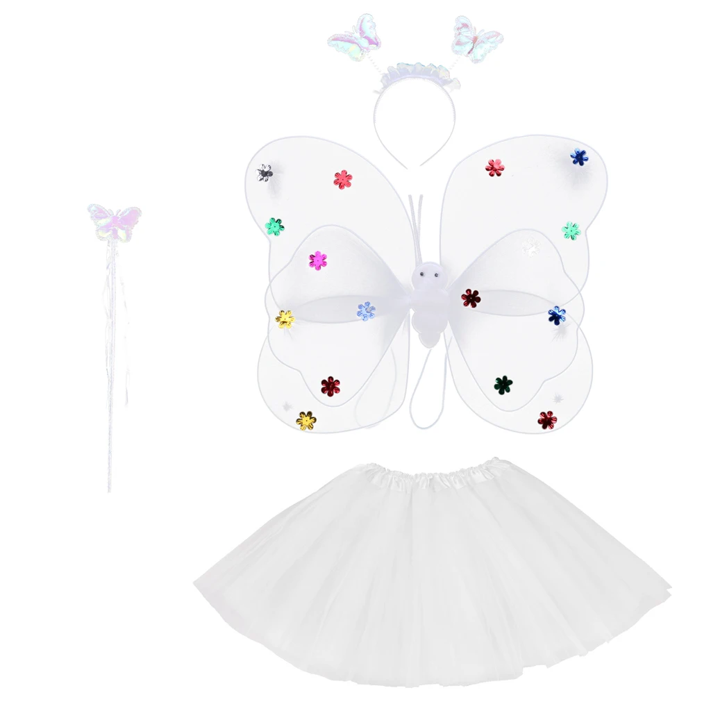 4 Pieces Glitter Fairy Princess Dress Up Set - Matching Set For Girls And Dolls