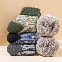 Against Cold Snow Plus Velvet Winter Cashmere Warm Male Men Socks Super Thicker Solid Socks Merino Cotton Casual Ankle Socks
