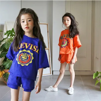 

Brand Designer Summer New Baby Girls Clothing Sets Teens Girl Sport Suit Kids Casual Outfits Girls Cotton Tracksuits 3-16Y CA931