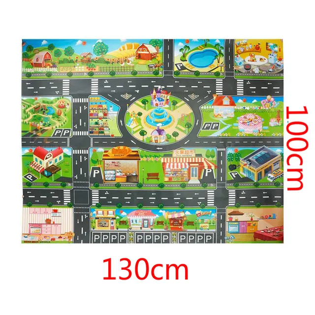 Baby Play Mat Road Map for Kids Cartoon Plastic Thin Traffic Rug Boys Girls Toys Playmat Babies