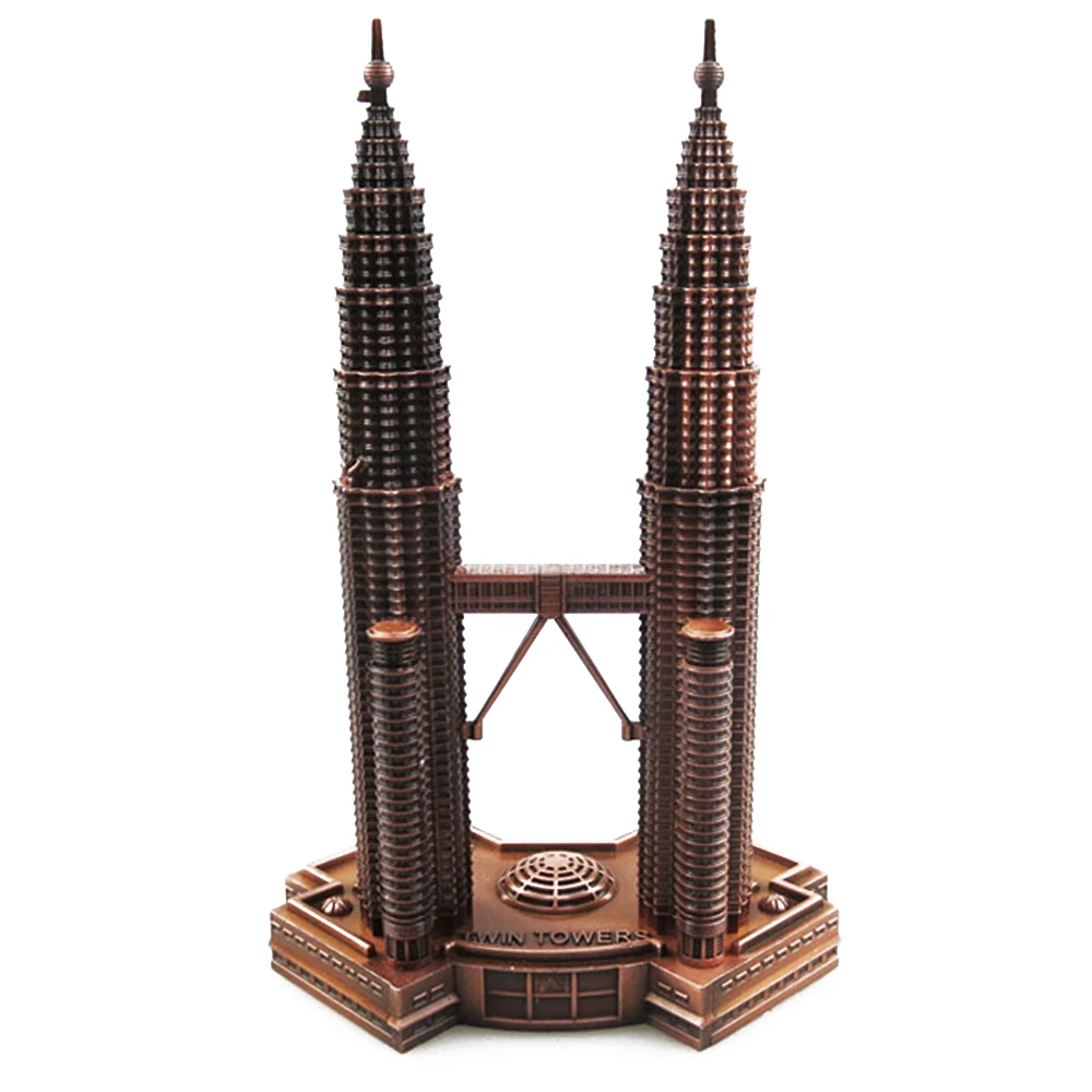 

Twin Tower Metal Building Model Decoration, Creative Scenic Crafts
