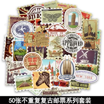 

50 stamp series graffiti sticker retro nostalgia building travel luggage slide guitar computer car stickers