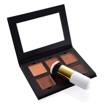 

6 Colors Makeup Contour Concealer Palette With Flat Makeup Brush Foundation Set