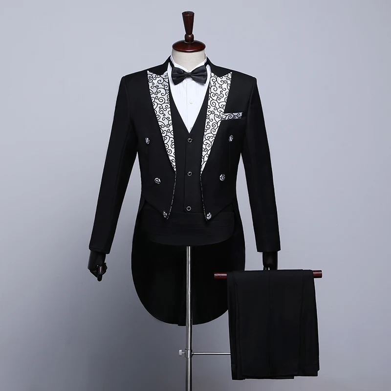 Men's Tuxedo Ballroom Dance Stage Performance Suit Magician Jacket Chorus Conductor Host Costume Men Nightclub Full Dress DL5279