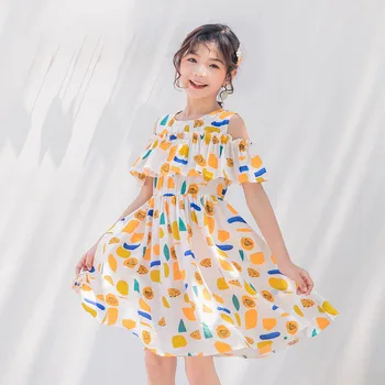 

YourSeason Summer New Teen Girls Floral Ruffled Princess Dresses Off Shoulder Cute Kids Girl Cotton Clothing Dress