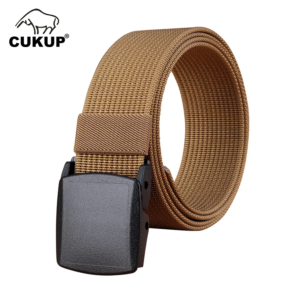 CUKUP Quality Design Leisure Striped Nylon Belt Jeans Accessories Hard Plastic Buckle Casual Belts for Men Many Colour CBCK222