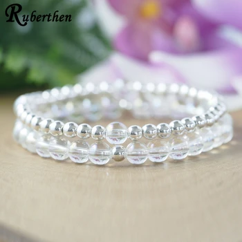 

Ruberthen Angel Aura Quart z Bracelet Set Plated Beaded Stacking Bracelets Healing Crystal Boho Jewelry ridesmaid Gift for Her