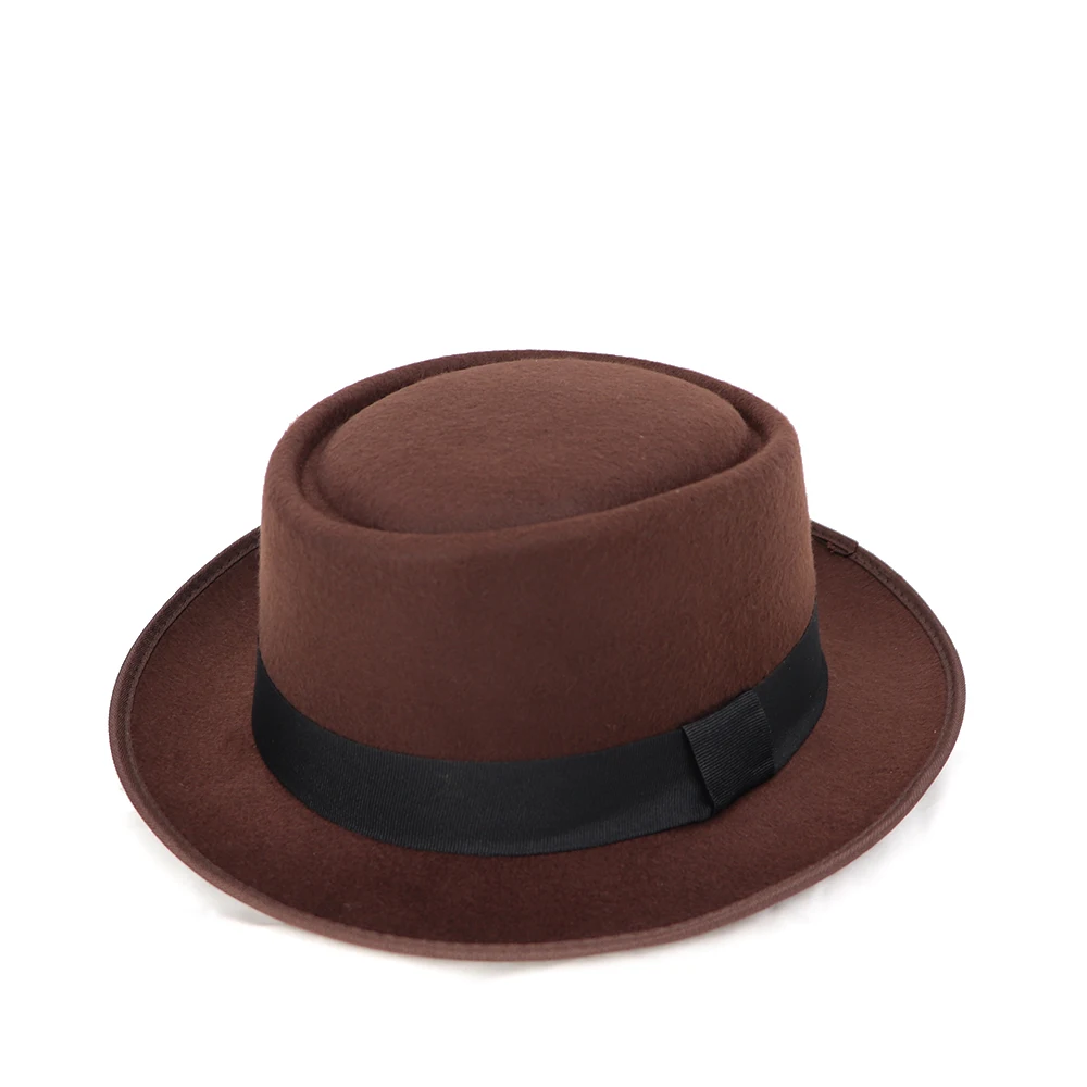 coffee Осень-зима, имитация шерсти, для женщин, мужчин, дам, Fedoras, топ, джаз, шляпа, Европейский, американский стиль, круглые шапки, котелок, чистый цвет - Цвет: coffee