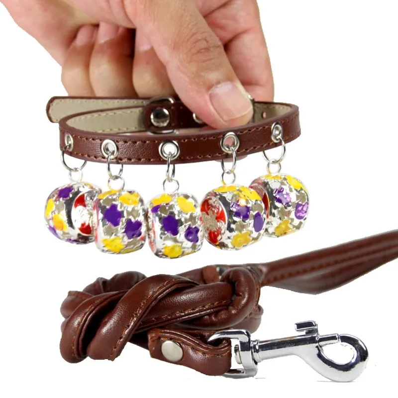 Pet Dog Collar Suit With Aeolian Bells Design Adjustable Dog Collar Control Handle Training Pet Pupppy Collar Pet Supply Product