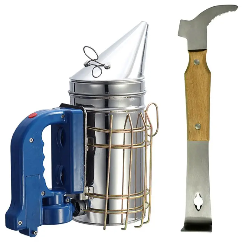 

Beekeeping Tool Set High Quality Electric Bee Smoker Beekeeping Tool Equipment + Wood Handle Multi-function Scraper