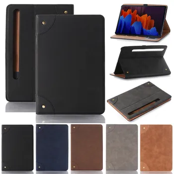 

For Samsung Galaxy Tab S7 11 2020 T870/875 Automatic Wake-up/Sleep Magnetic Kickback Retro Flip WIth Card Slot Stand Case Cover