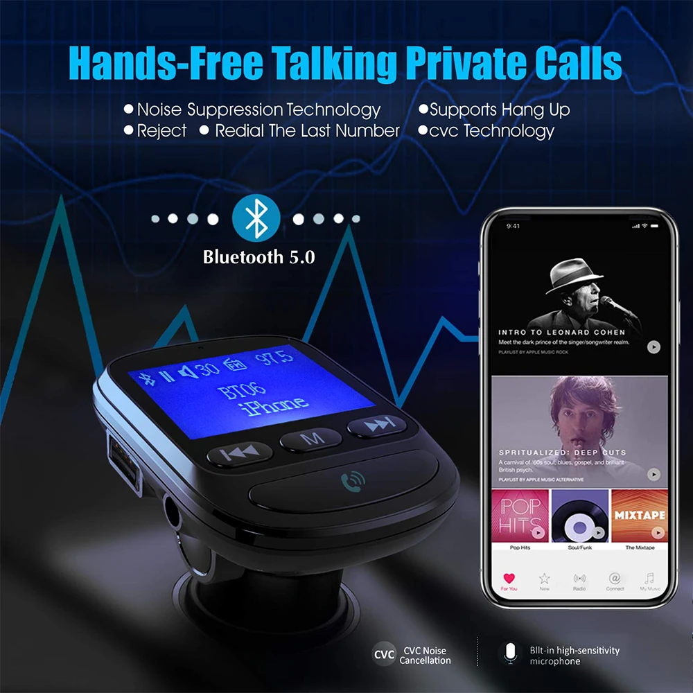 QC3.0 Bluetooth fm-передатчик беспроводной радио передатчик Hands-Free MP3 плеер FM передатчики автомобильный комплект FM модулятор AUX вход