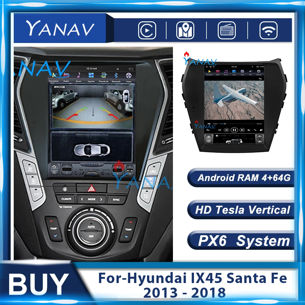 Автомагнитола с GPS-навигацией для Hyundai IX45/Santa FE 2013-2018 Автомобильный видео