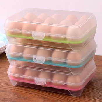 

Fresh Keeping Kitchen Tools Storage Container Case PP Refrigerator Egg Storage Box 15 Eggs Holder Food Box For Household Kitchen