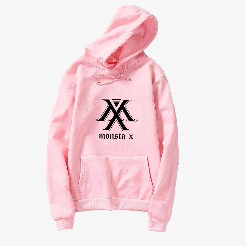 Neue Mode MONSTA X Kpop Sweatshirt Frauen Rosa Grün Patchwrok Fleece Dicken Pullover Weibliche Harajuku Sudadera Mujer Kleidung | Женская