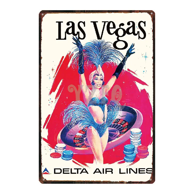 Las Vegas Туризм город металлический знак потертый шик стены искусства Бар Искусство домашний Ресторан винтажный Декор уникальный подарок DU-3672A - Цвет: DU-3686