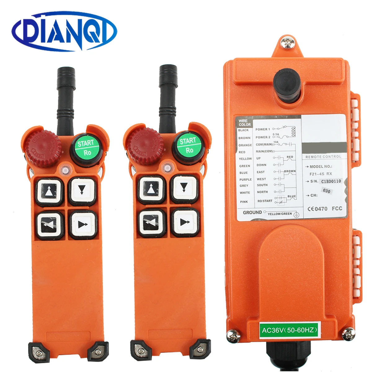 F21-4S 12V 24V 110V 220V 380V Industrial Wireless Radio remote controller crane switch pressure reset 1 receiver+ 2 transmitter |