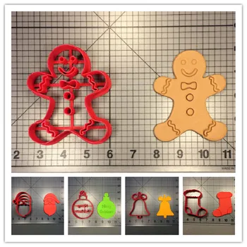 

Merry Christmas tree Santa face Xmas stocking ornament Santa sleigh holiday bell gingerbread man fondant cookie stamp cake