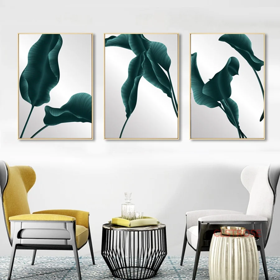 Скандинавская Картина на холсте минималистичный большой плакат Monstera с зелеными