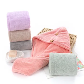 

[Double Layer Thick] Dry Hair Cap Women's Absorbent Quick Drying Coral Velvet Extra-large Thick Closed-toe Hair Drying Towel