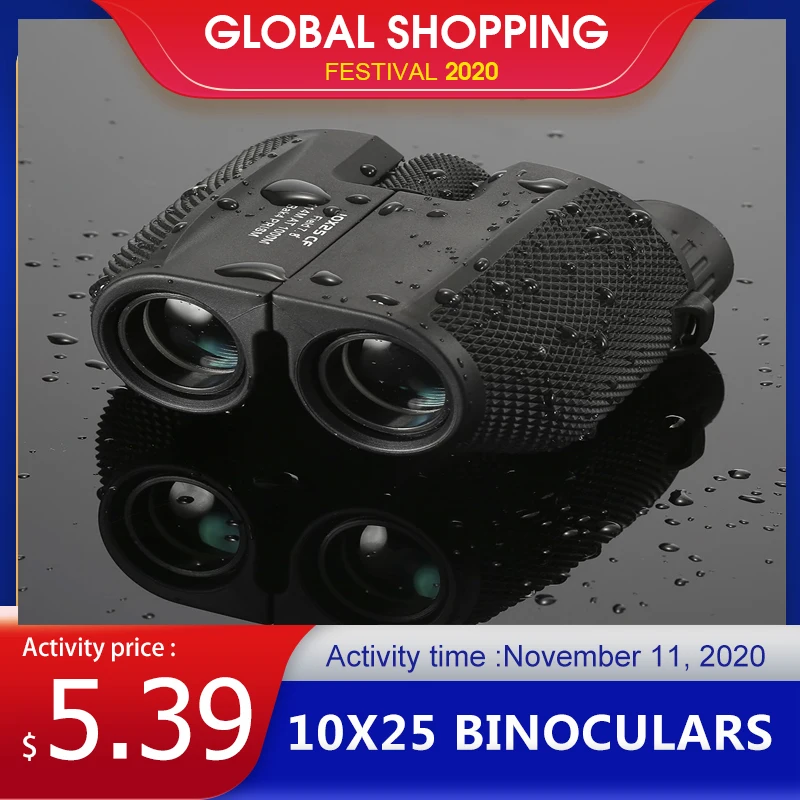Профессиональный бинокль 10x25 BAK4 Prism с мощным увеличением портативный охотничий