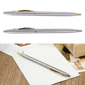 

1 Pieces / Batch Of Stainless Steel Rods Rotating Metal Ballpoint Pen Business All-steel Gold Folder Gift Stationery