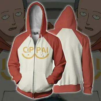 

ONE PUNCH MAN Saitama Oppai Hoodie Sweatshirt Cosplay Costume Men's Jacket Coat